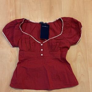 Brandy Melville Red Plaid Blouse